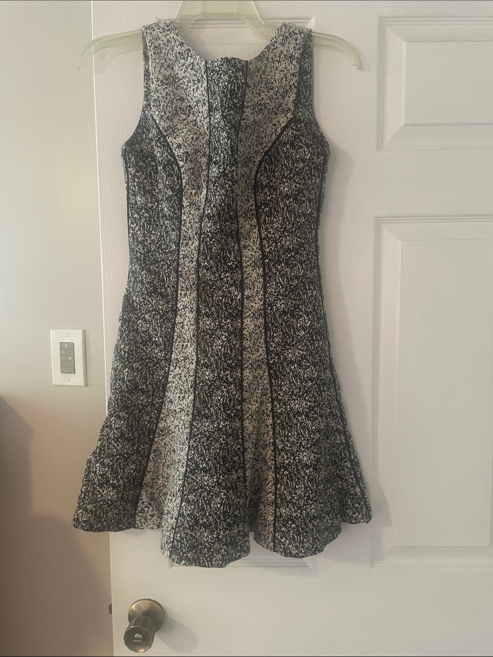 H&M Black & White Textured Fit-and-Flare Dress - Picture 1 of 3